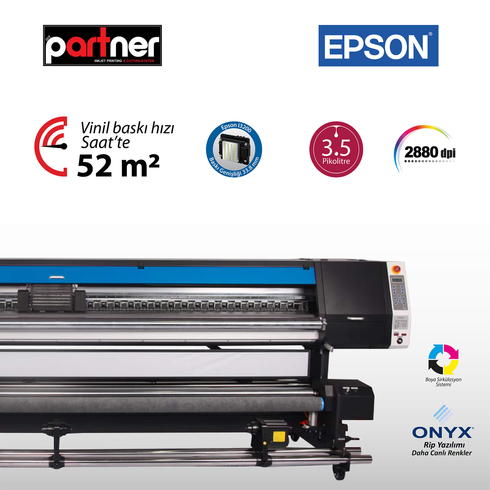 Partner Epson l3200 Rulo Led Uv (4 Kafalı Model)