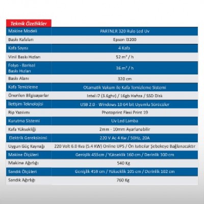 Partner Epson l3200 Rulo Led Uv (4 Kafalı Model)